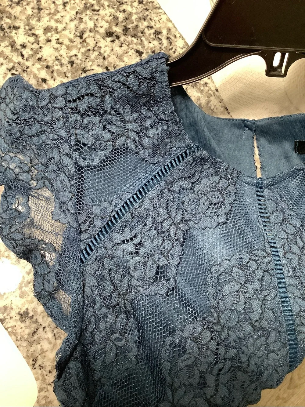 Girls Blue Lace Bodice Fit-and-Flare Formal Dress